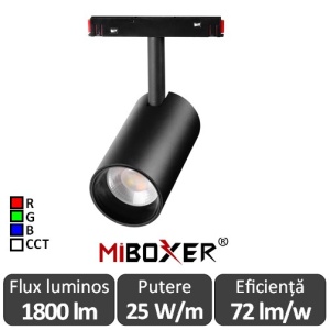 MIBOXER Proiector șină magnetică Zigbee + RF Dimabil 25W RGB+CCT Negru