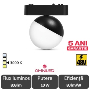 OMNILED GLOB Proiector șina magnetică ultra slim XT 10W 3000K Negru