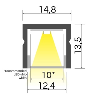 Profil aluminiu aparent BASELYTE-10 HIGH, negru, lungime 2m - Img 2