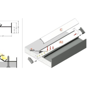 Profil LED aparent GLOW12 DOWN, aluminiu neanodizat, lungime 2m - Img 3