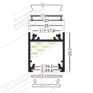 Profil LED aparent LINEA 20, alb, lungime 2m - Img 3
