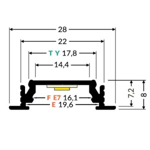 Profil LED încastrat GROOVE14, aluminiu anodizat, lungime 2m - Img 2