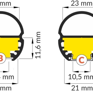 Profil LED mobiler OVAL 20, aluminiu anodizat, lungime 2m - Img 2