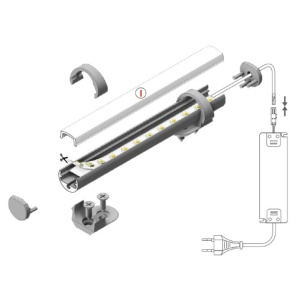 Profil LED pentru vitrine PEN 8, aluminiu anodizat, lungime 2m - Img 2