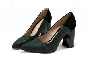 Pantofi negri cu striatii din piele naturala M Shoes DP41 - Img 2