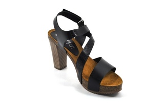 Sandale negre Abril Flowers, din piele naturala DS70 - Img 3