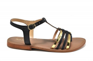 Sandale negre piele naturala Tina DS111 - Img 2