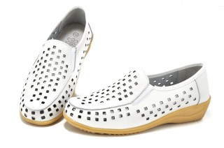 Pantofi albi din piele naturala Coralia DP50 - Img 2