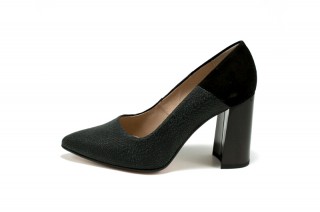 Pantofi negri cu striatii din piele naturala M Shoes DP41 - Img 3