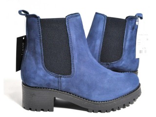 Botine albastre piele naturala Nora DB4