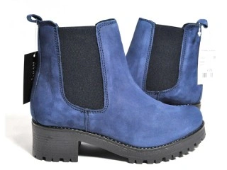 Botine albastre piele naturala Nora DB4