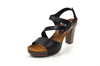 Sandale negre Abril Flowers, din piele naturala DS70