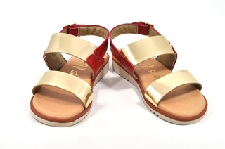 Sandale rosu - aurii In shoes, din piele naturala DS76 - Img 2