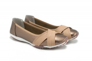Balerini bej - auriu din piele naturala TOPWAY DP7 - Img 3