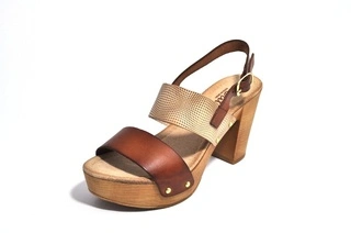 Sandale Abril Flowers maro, din piele naturala DS88