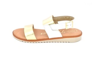 Sandale alb - aurii In shoes, din piele naturala
