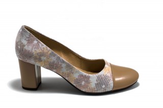 Pantofi bej cu varf de lac din piele naturala M Shoes DP39 - Img 2