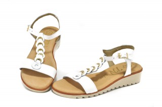 Sandale albe In shoes, din piele naturala