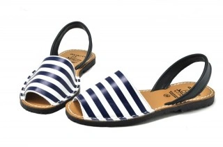 Sandale Avarca Blue Stripes, din piele naturala DS122