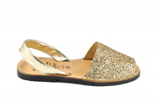 Sandale Avarca Glitter auriu, din piele naturala DS106 - Img 2