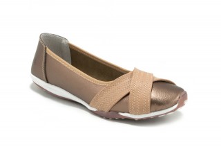 Balerini bej - auriu din piele naturala TOPWAY DP7 - Img 4