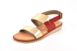 Sandale rosu - aurii In shoes, din piele naturala DS76