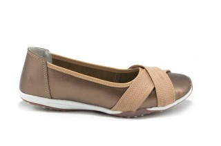 Balerini bej - auriu din piele naturala TOPWAY DP7 - Img 5