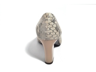Pantofi bej cu imprimeu din piele naturala M Shoes DP34 - Img 5