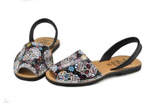 Sandale Avarca Black Skull, din piele naturala DS120 - Img 2
