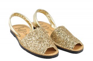 Sandale Avarca Glitter auriu, din piele naturala DS106 - Img 4