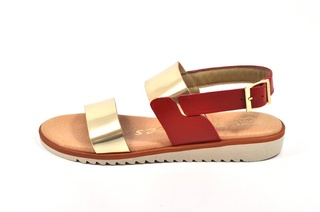 Sandale rosu - aurii In shoes, din piele naturala DS76 - Img 5