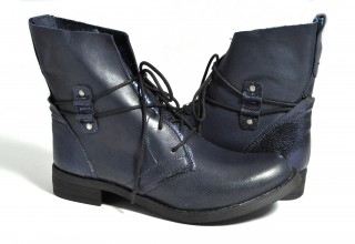 Botine albastre piele naturala Lewa DG11
