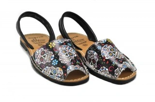 Sandale Avarca Black Skull, din piele naturala DS120