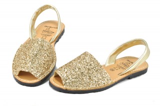 Sandale Avarca Glitter auriu, din piele naturala DS106