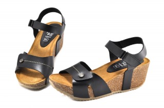 Sandale negre Abril Flowers, din piele naturala DS77