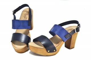 Sandale Abril Flowers albastre, din piele naturala DS89 - Img 3
