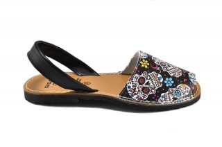 Sandale Avarca Black Skull, din piele naturala DS120 - Img 3