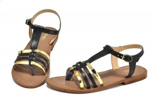 Sandale negre piele naturala Tina DS111