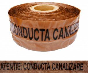 Banda avertizoare canalizare cu fir inoxidabil 10 cm/250 m