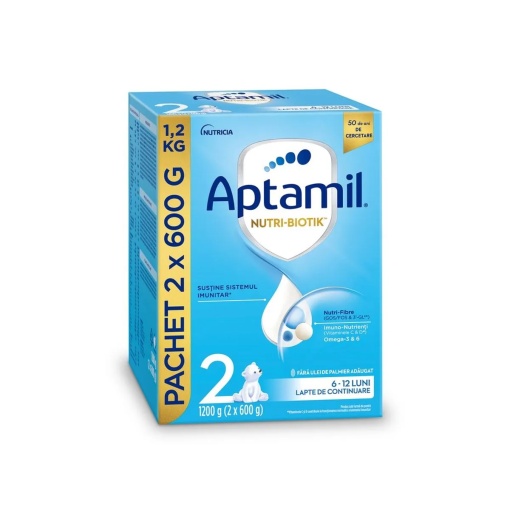 Aptamil Nutri-Biotik 2, formula de lapte praf de la 6 luni x 1200 grame (2 x 600 grame)