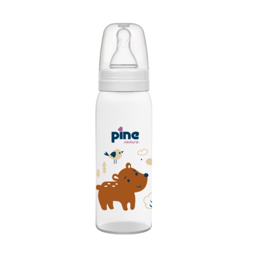 Pine Natura Biberon clasic cu tetina 0-6 luni, model Alb x 250ml