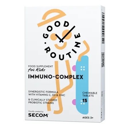 Secom Good Routine Immuno-Complex cu aroma de capsuni x 15 tablete masticabile