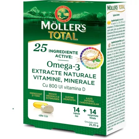 Moller's Total x 14 capsule moi + 14 comprimate filmate