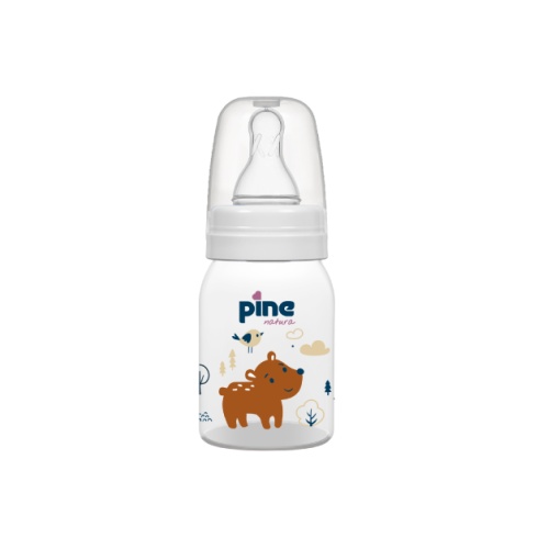 Pine Natura Biberon clasic cu tetina 0-6 luni, model Alb x 125ml