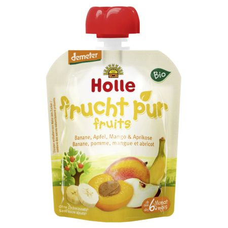 Holle Piure BIO cu mere, banane, mango si caise x 100 grame
