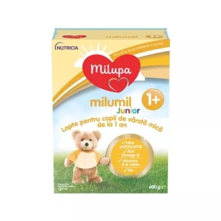 Milumil Junior 1+, formula de lapte praf de crestere dupa 12 luni x 600 grame