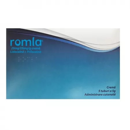 Romla 25mg/25mg/g crema anestezica cu lidocaina 5g x 5 tuburi