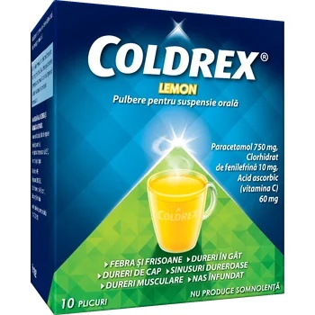 Coldrex Lemon pulbere pentru solutie orala x 10 plicuri