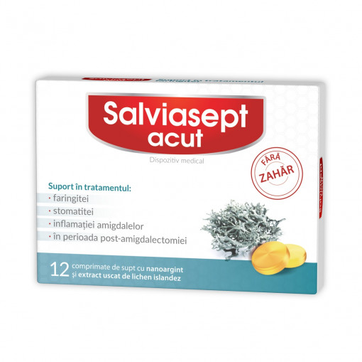 Salviasept Acut fara zahar x 12 comprimate de supt