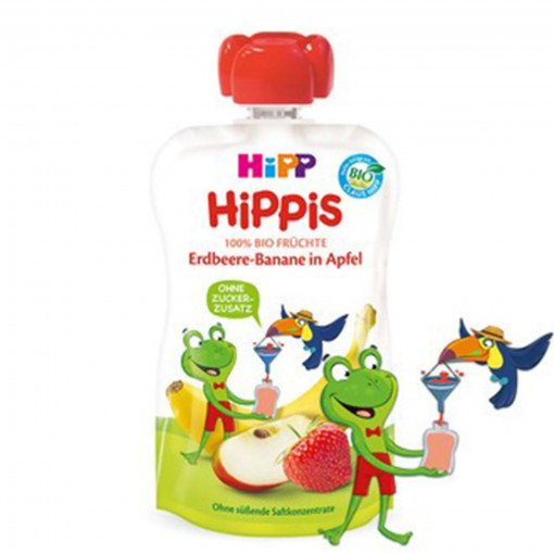 Hippis Piure Fructe Capsuni, Banana, Mar x 100g.